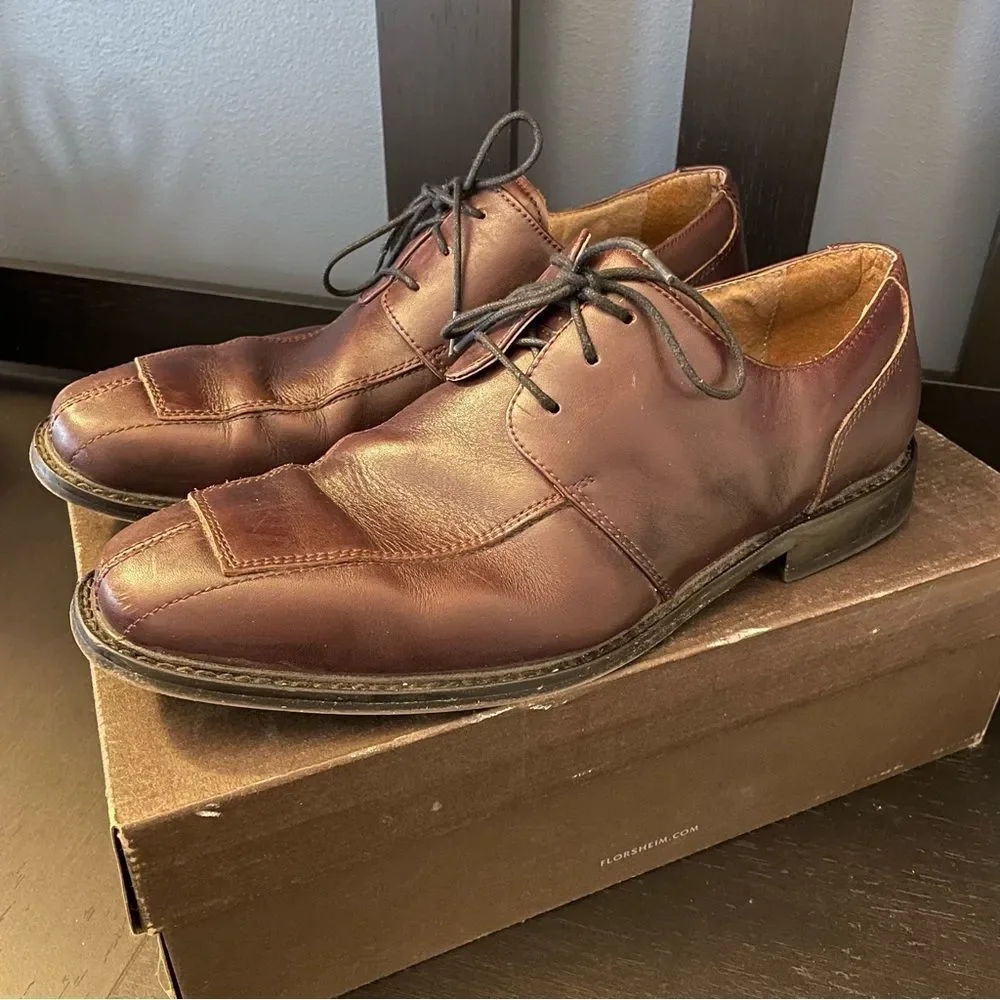 Florsheim Burgundy Dress Casual Split Toe Lace Up Oxfords Shoes Men's Size 10 D